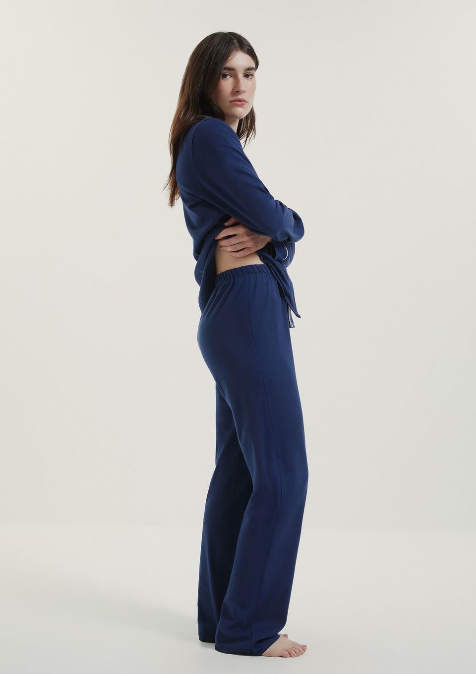 Pijama Americano Longo Feminino - Azul