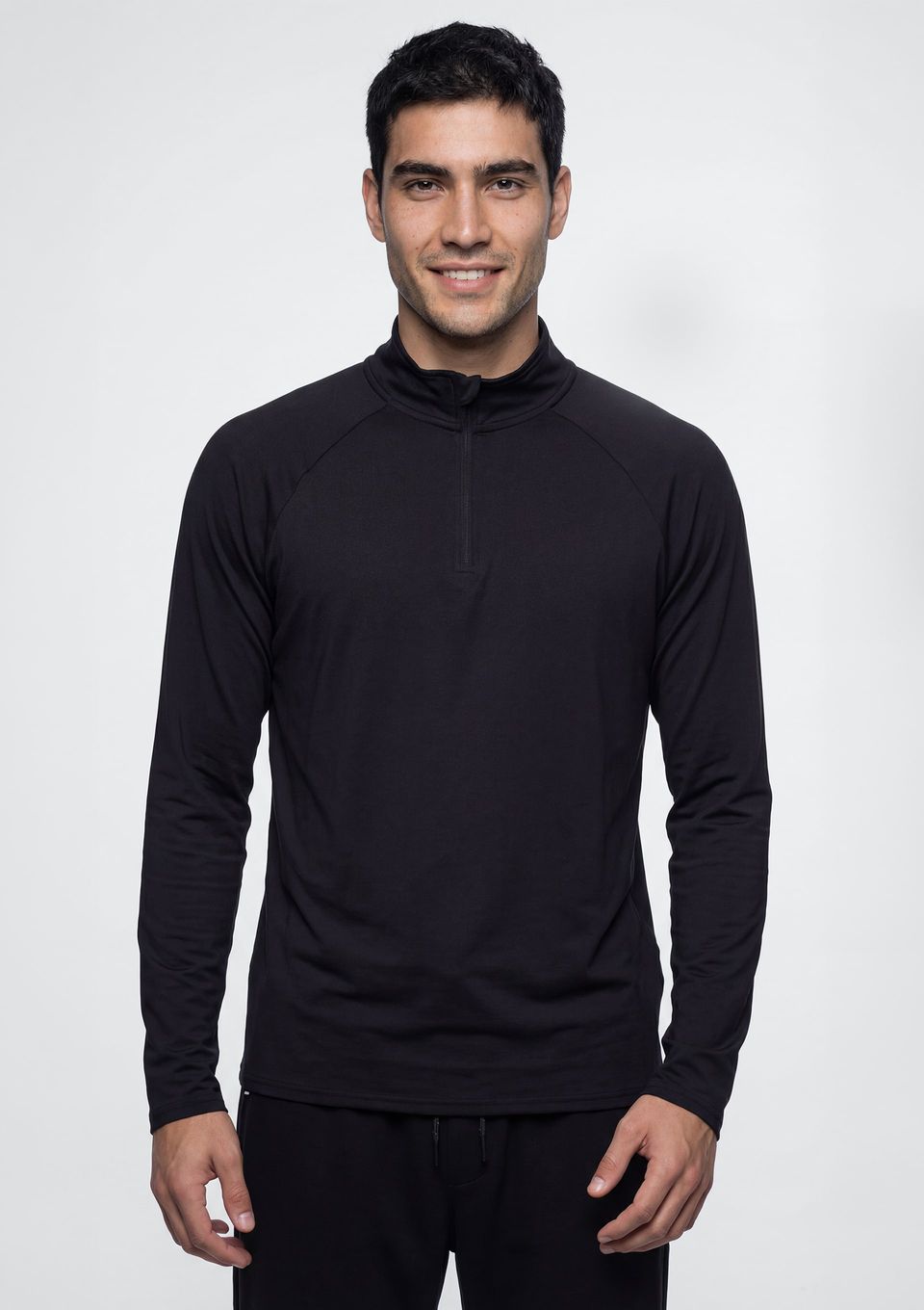 Camiseta Esportiva Masculina Manga Longa Gola Alta - Preto