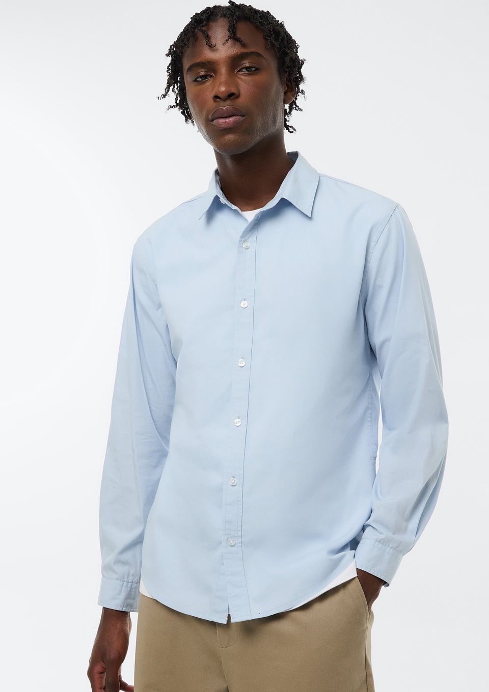 Camisa Masculina em Tricoline - Azul