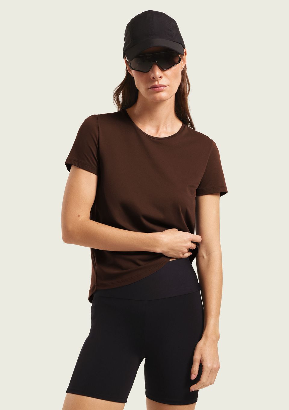 Camiseta Esportiva Básica Feminina Proteção Uv - Marrom