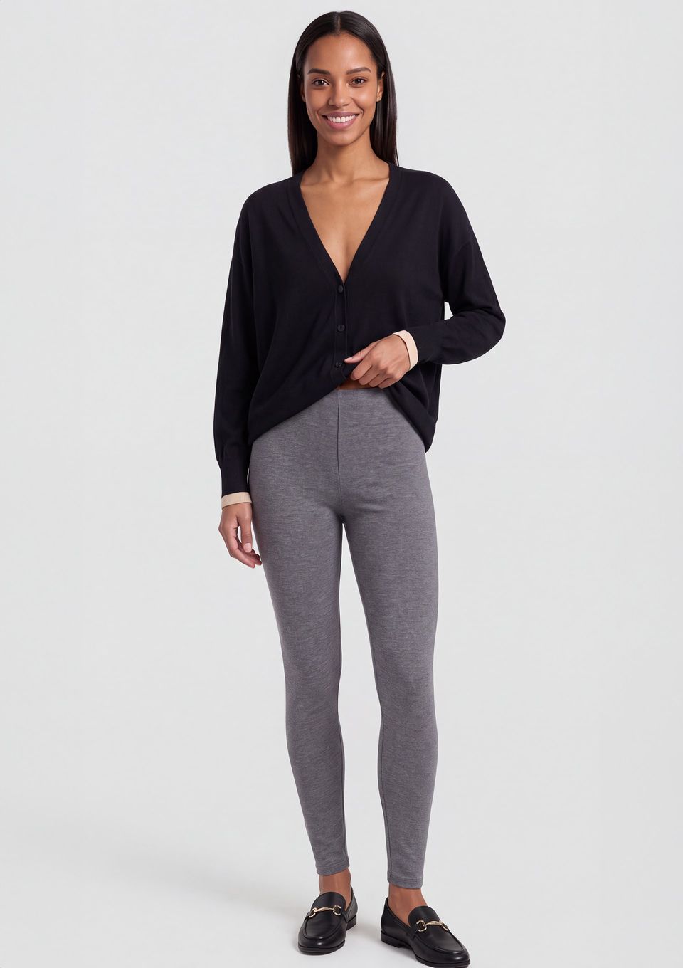 Calça Legging Feminina em Malha - Cinza