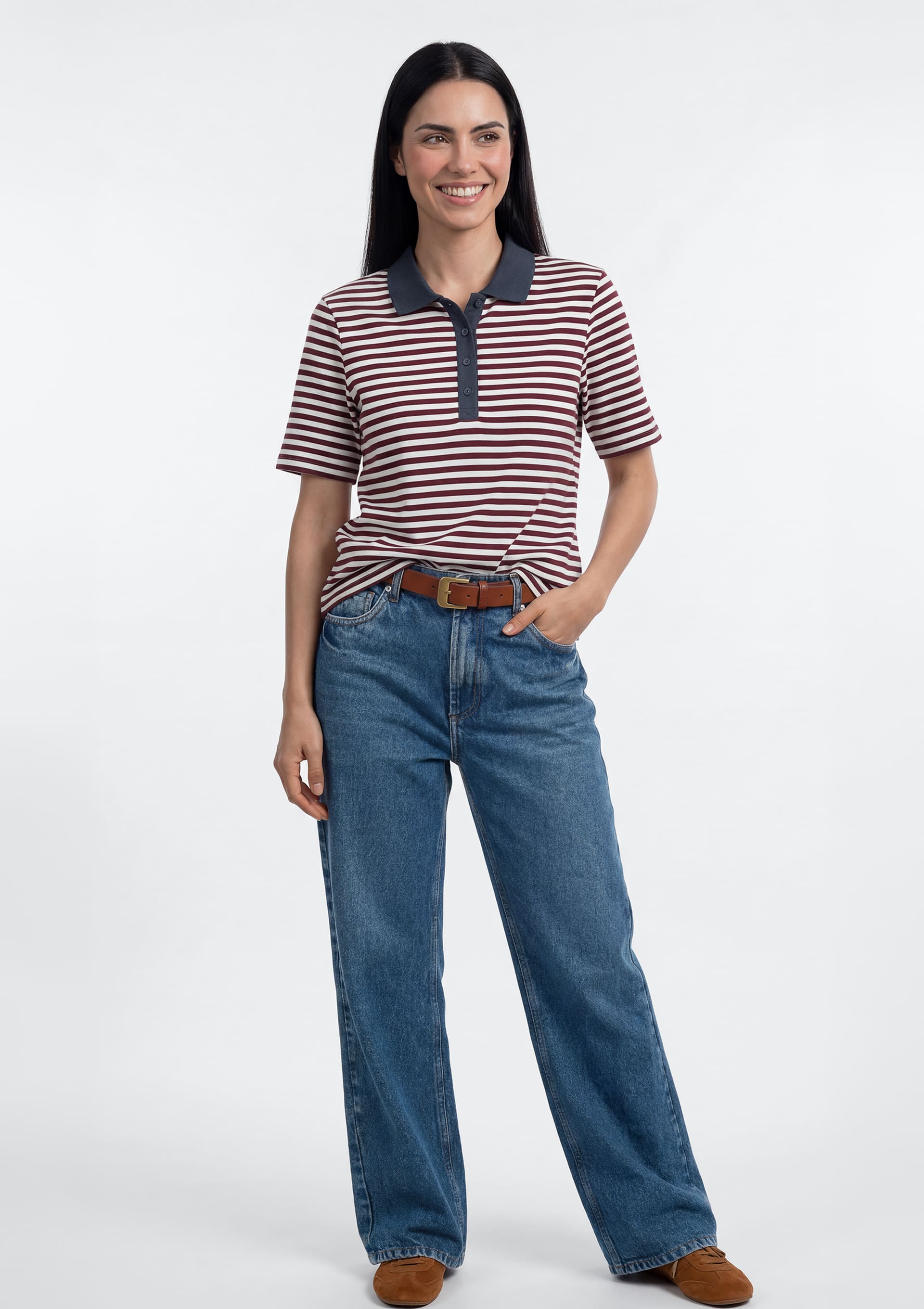 Polo Feminina Fio Tinto com Elastano - Vinho — Hering