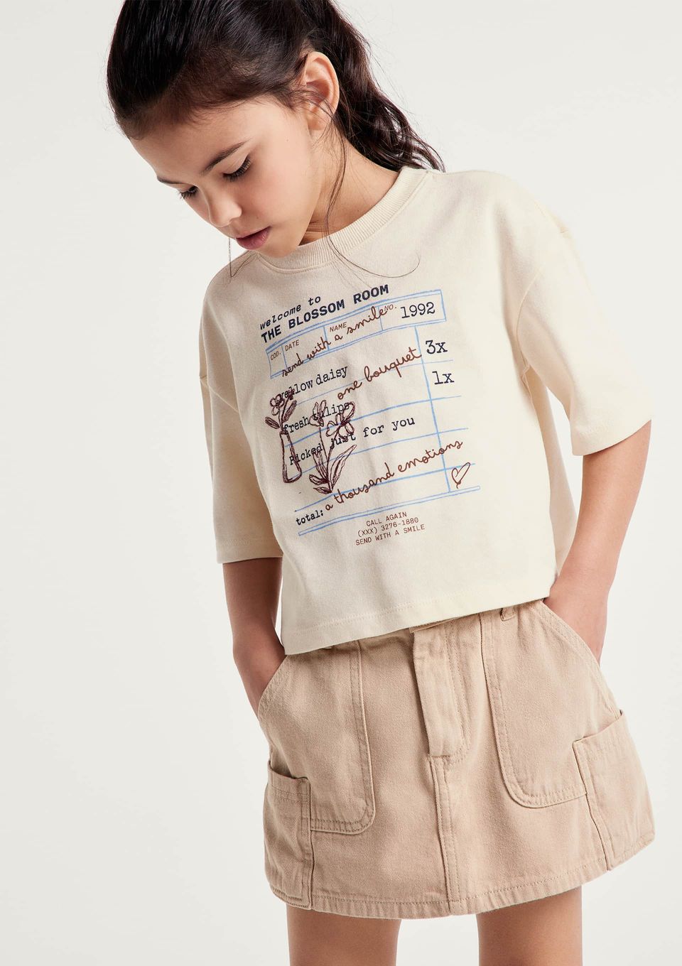 Shorts Saia Infantil Cargo em Sarja - Bege