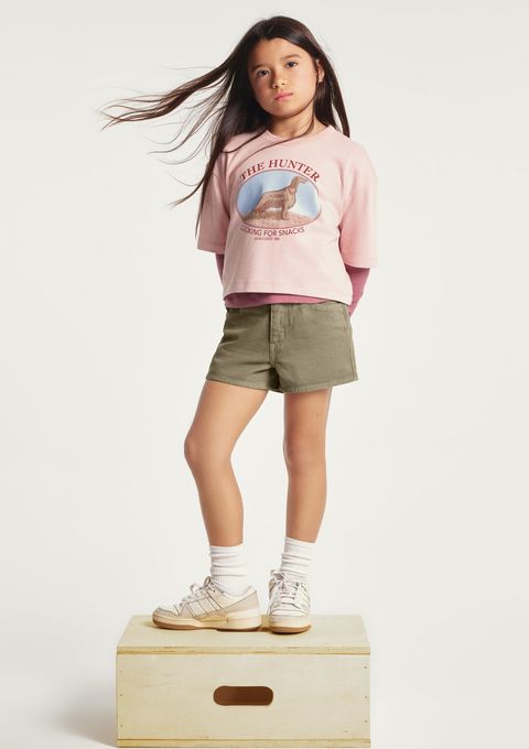 Shorts Infantil Menina Barra Desfiada em Sarja - Caqui — Hering