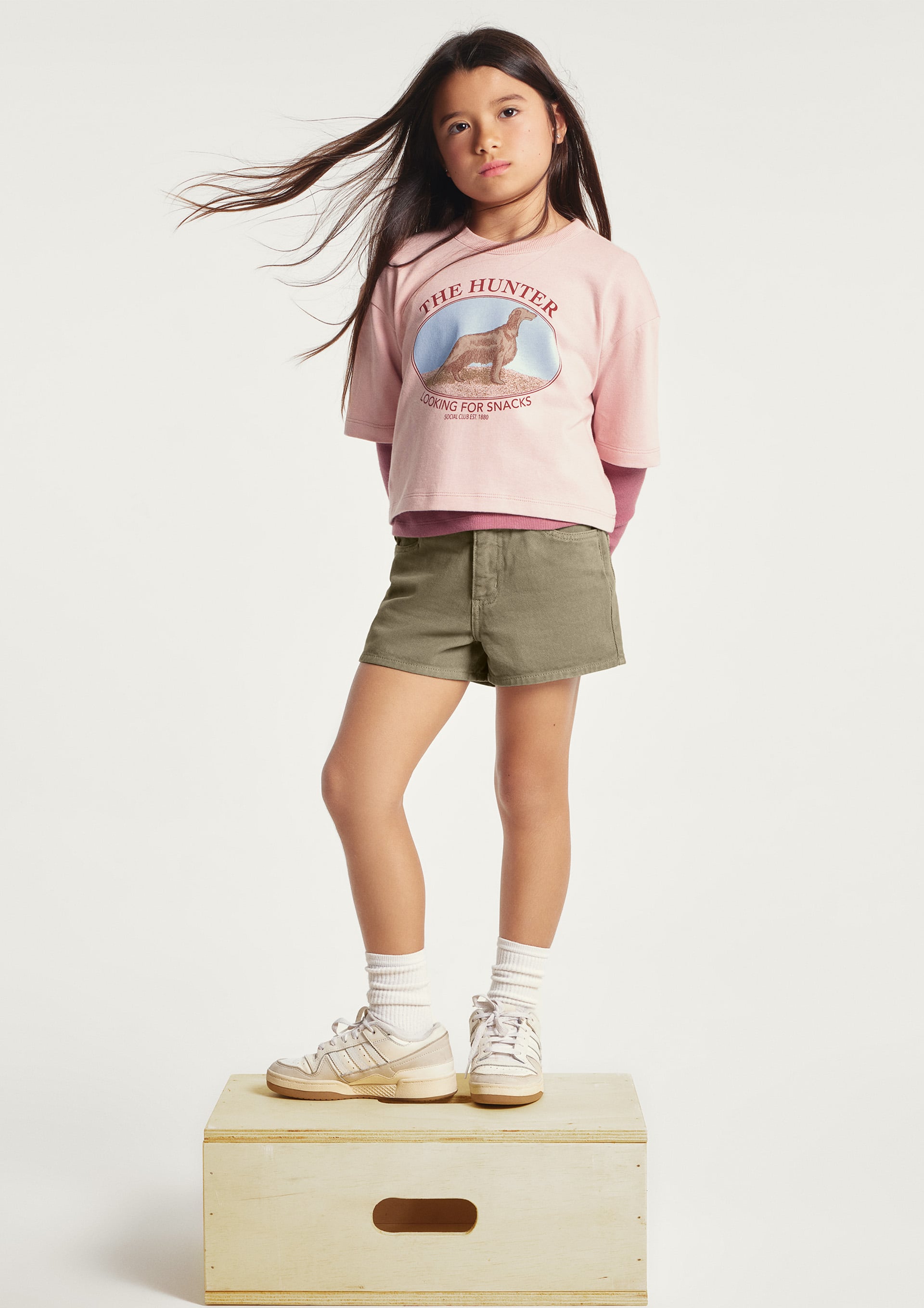 Shorts Infantil Menina Barra Desfiada em Sarja - Caqui — Hering