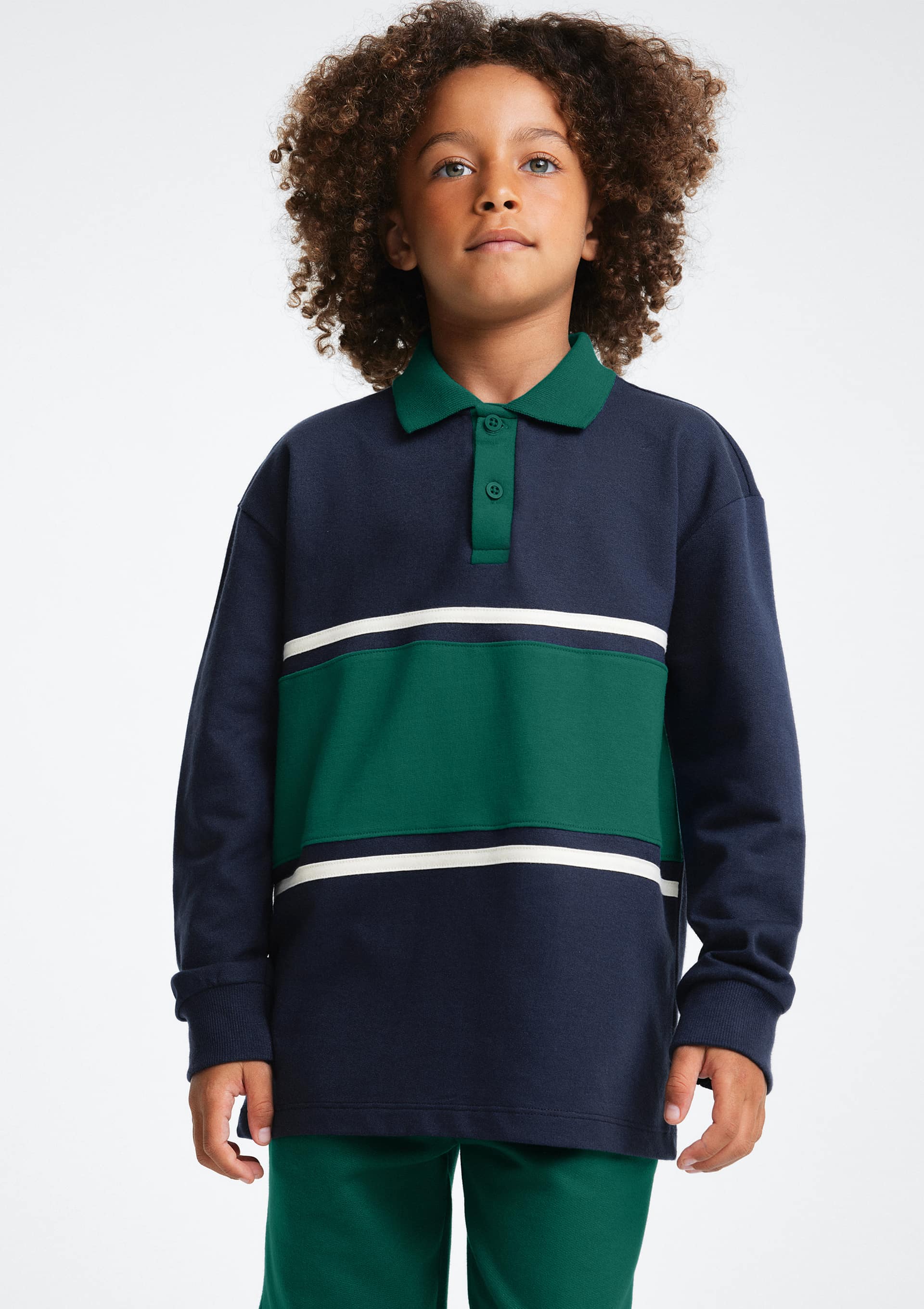 Camisa Polo Infantil Menino Manga Longa Listrada - Azul — Hering