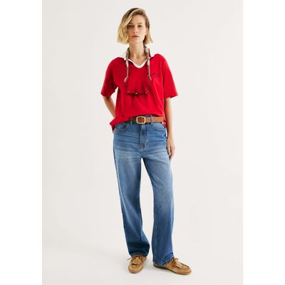 Calça Jeans Feminina Reta Cintura Alta - Azul
