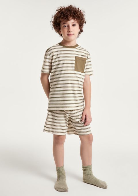 Pijama Curto Infantil Menino em Algodão Estampada - Verde — Hering