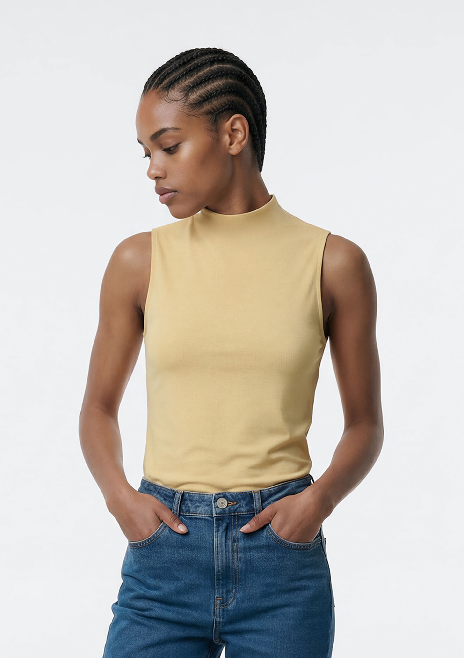 Regata Feminina Gola Alta em Interlock - Amarelo — Hering
