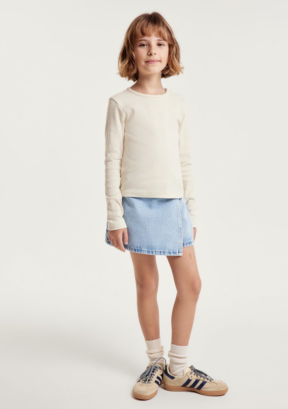 Shorts Saia Infantil em Jenas Estonado - Azul