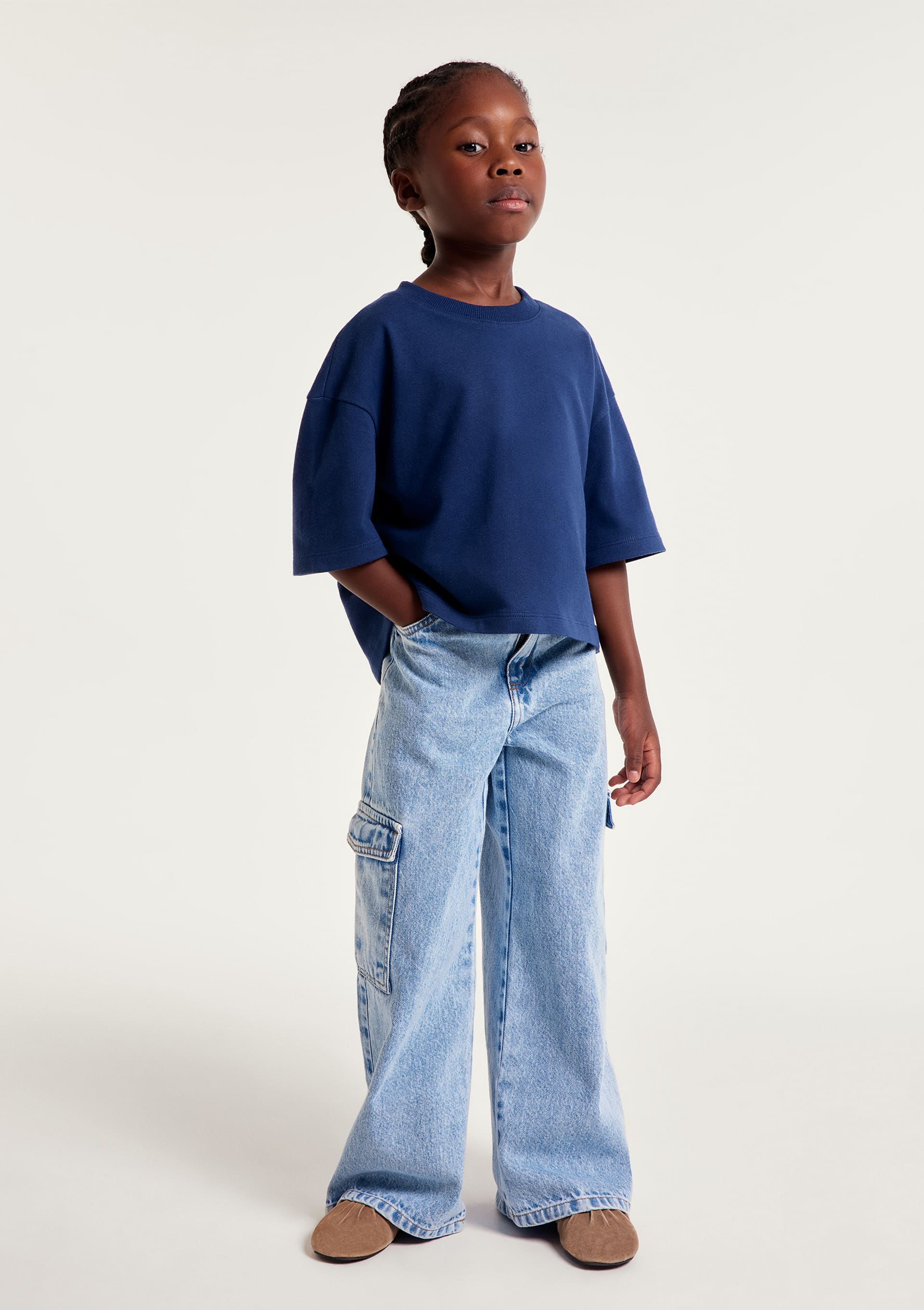 Calça Jeans Wide Leg Infantil Menina - Azul — Hering
