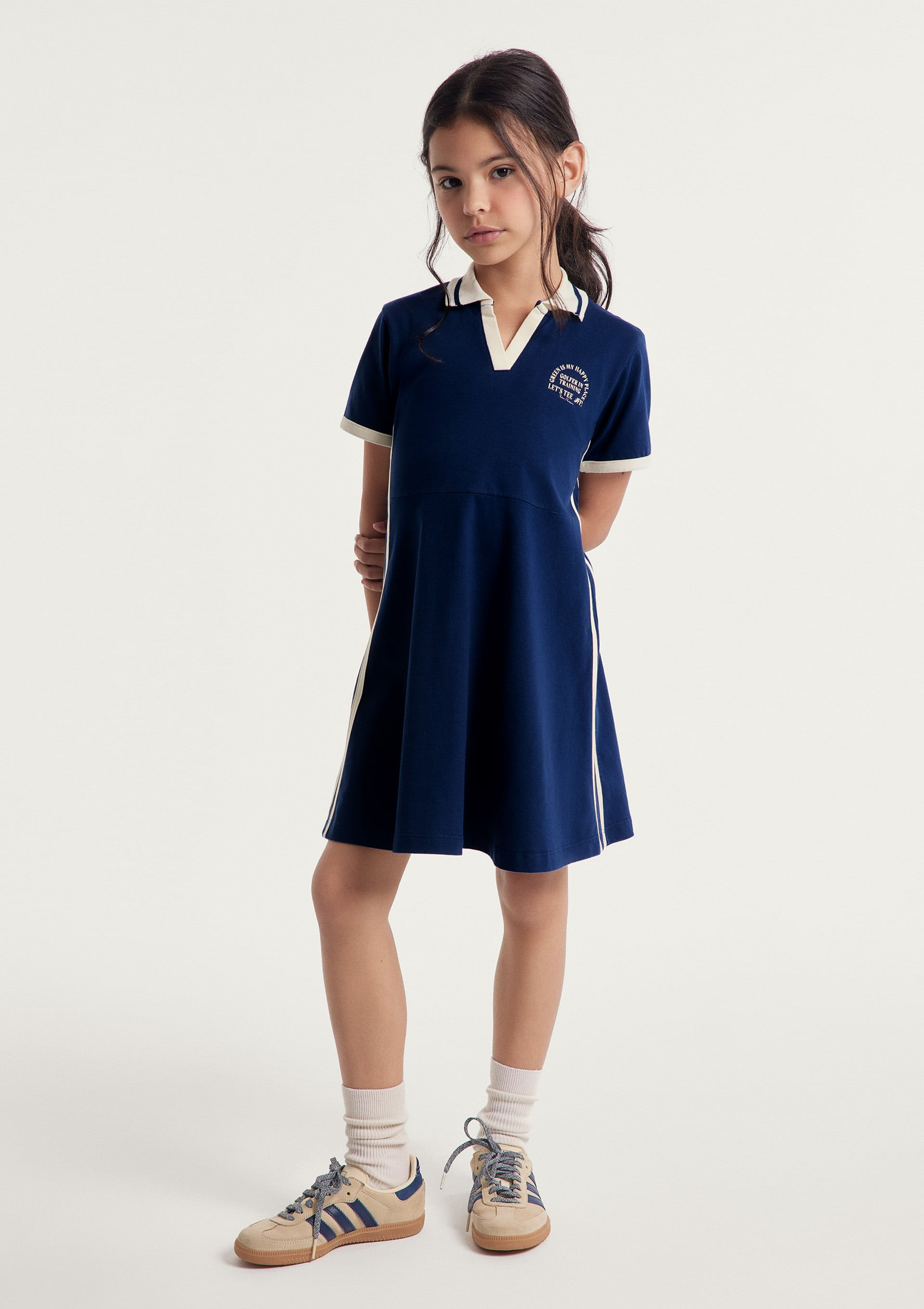 Vestido Polo Infantil Curto em Malha - Azul — Hering