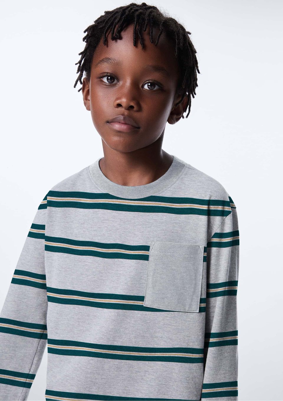 Camiseta Infantil Menino Comfort em Tecido Fio Tinto - Cinza
