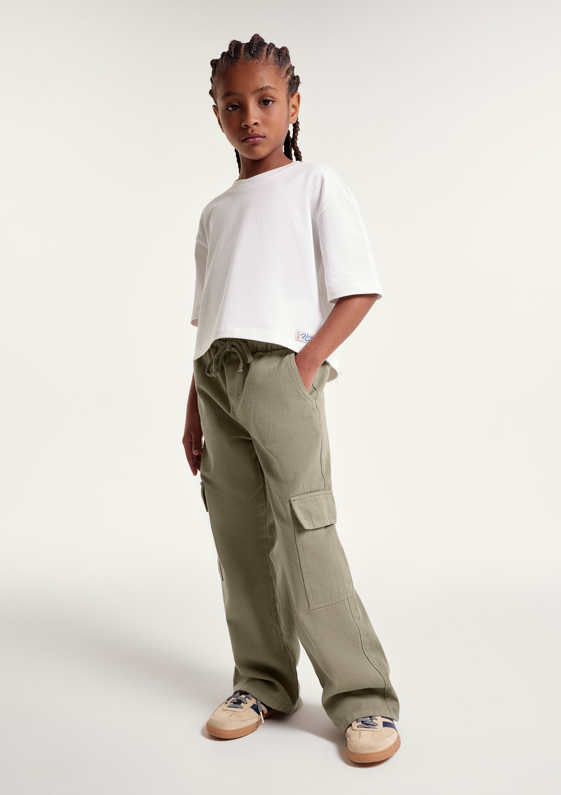 Calça Infantil Menina Bolso Cargo em Sarja - Verde — Hering