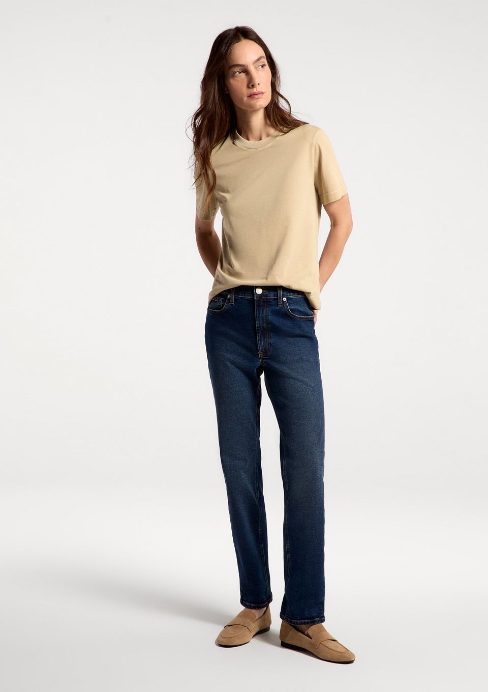 Calça Jeans Feminina Slim Cintura Média - Azul