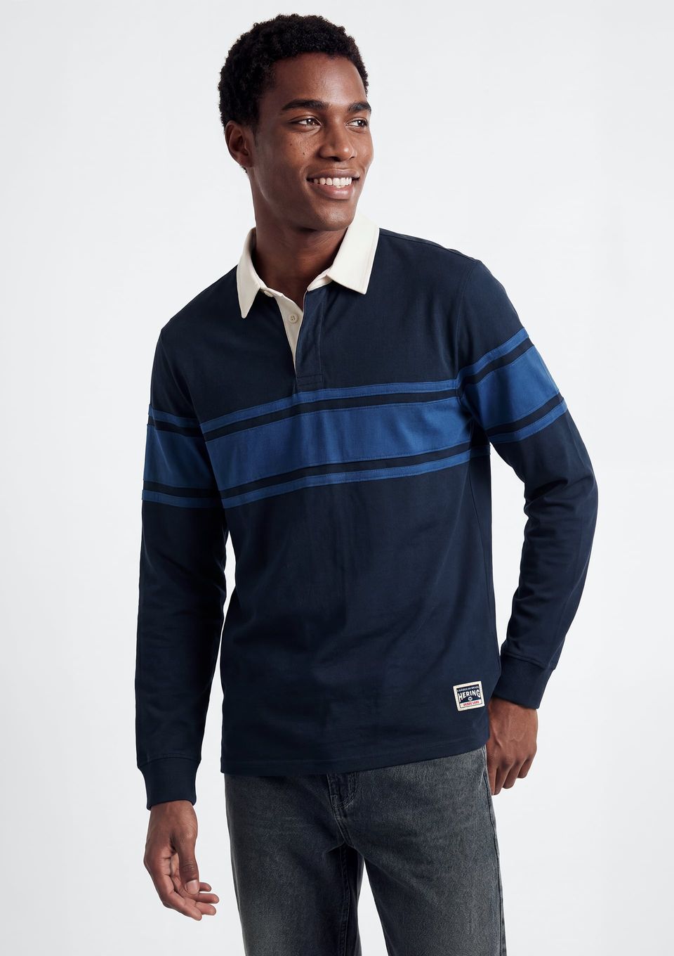 Camisa Polo Masculina Comfort Fio Tinto - Azul