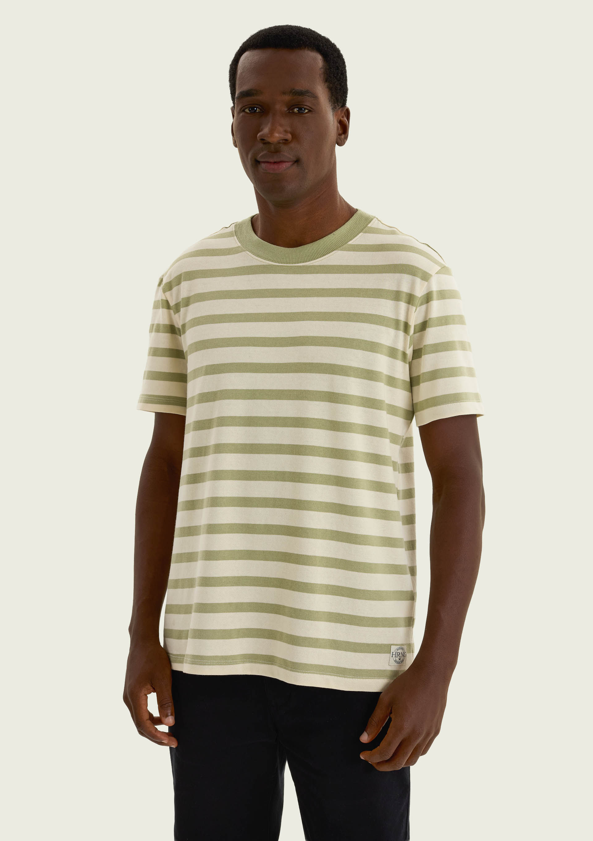 Camiseta Masculina Fio Tinto Listrada - Creme — Hering