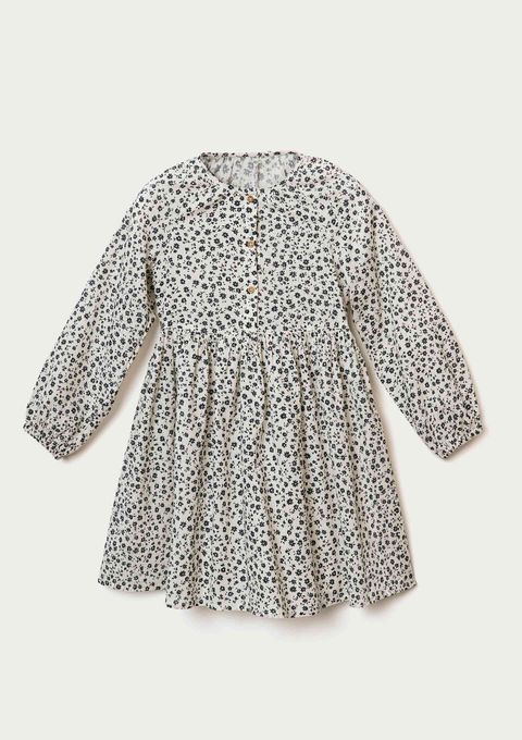 Vestido Infantil Manga Longa Estampado - Off White — Hering