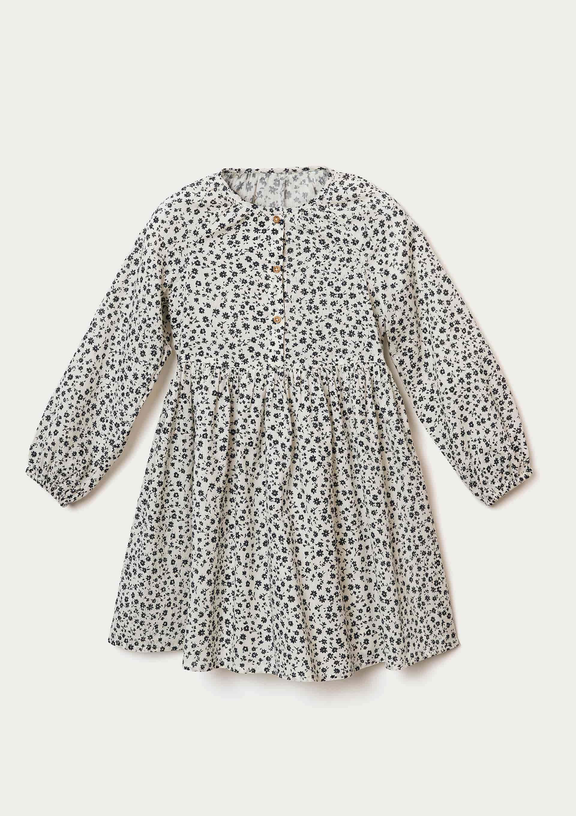 Vestido Infantil Manga Longa Estampado - Off White — Hering