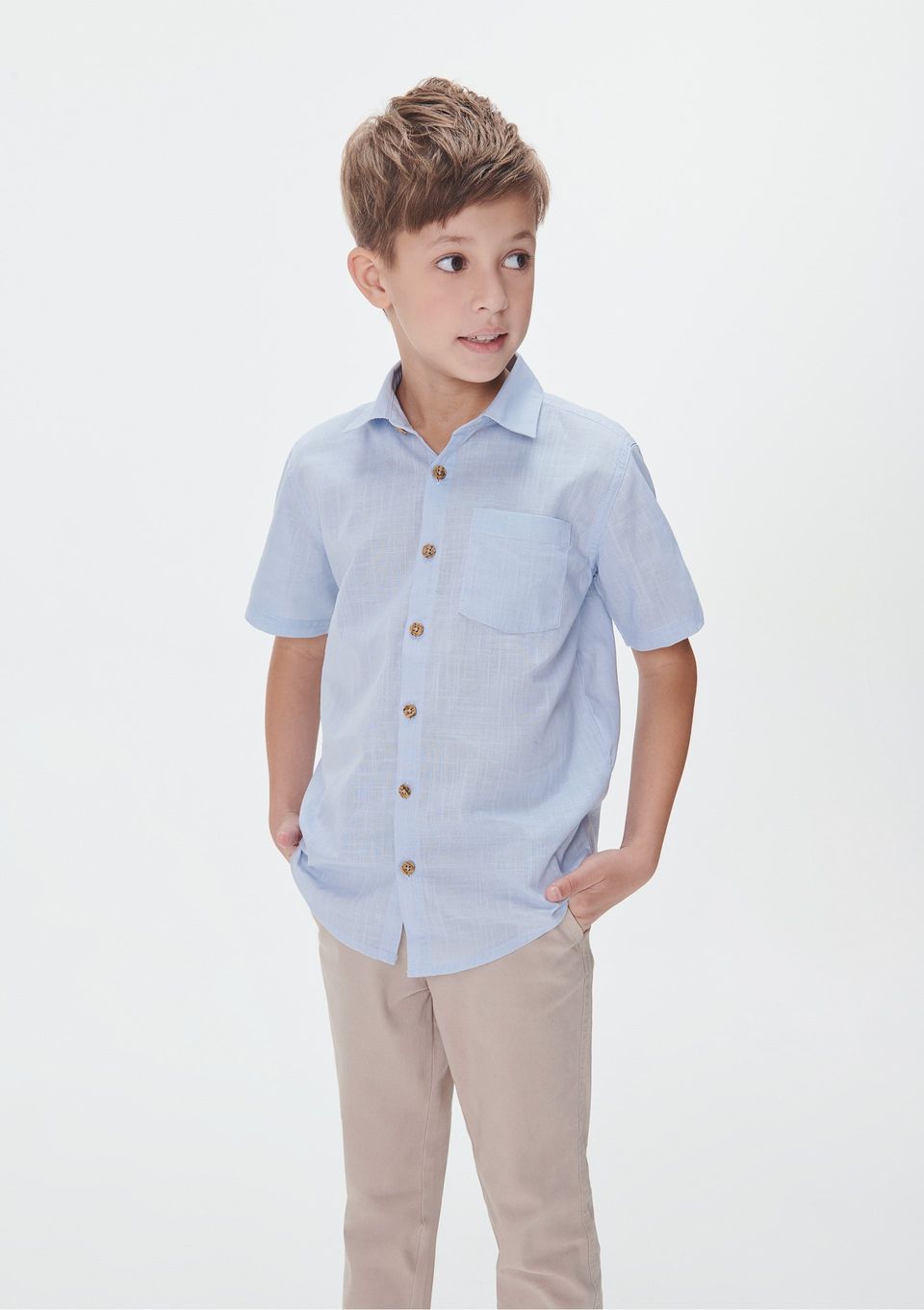 Camisa Infantil Menino Manga Comfort - Azul