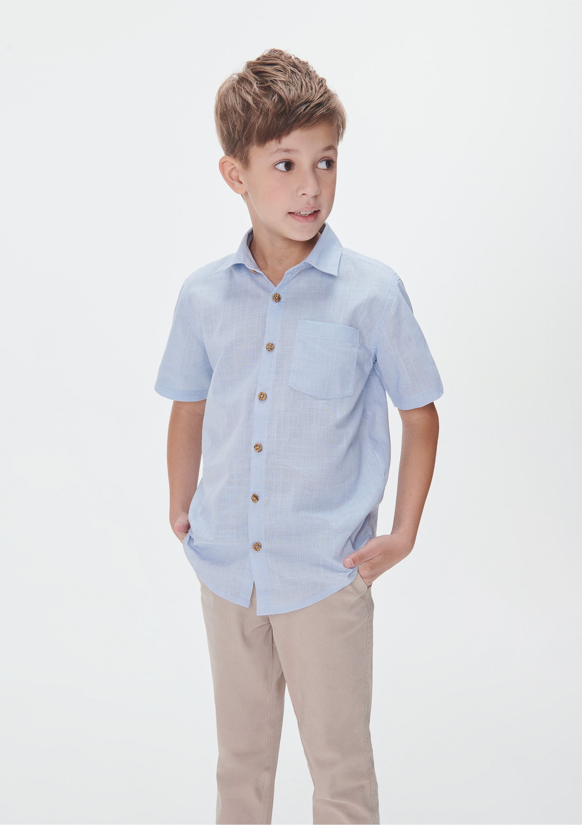Camisa Infantil Menino Manga Comfort - Azul — Hering
