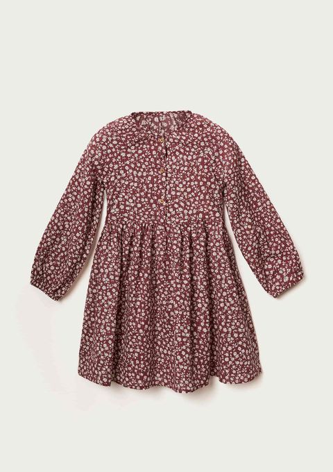 Vestido Infantil Manga Longa Estampado - Vermelho — Hering