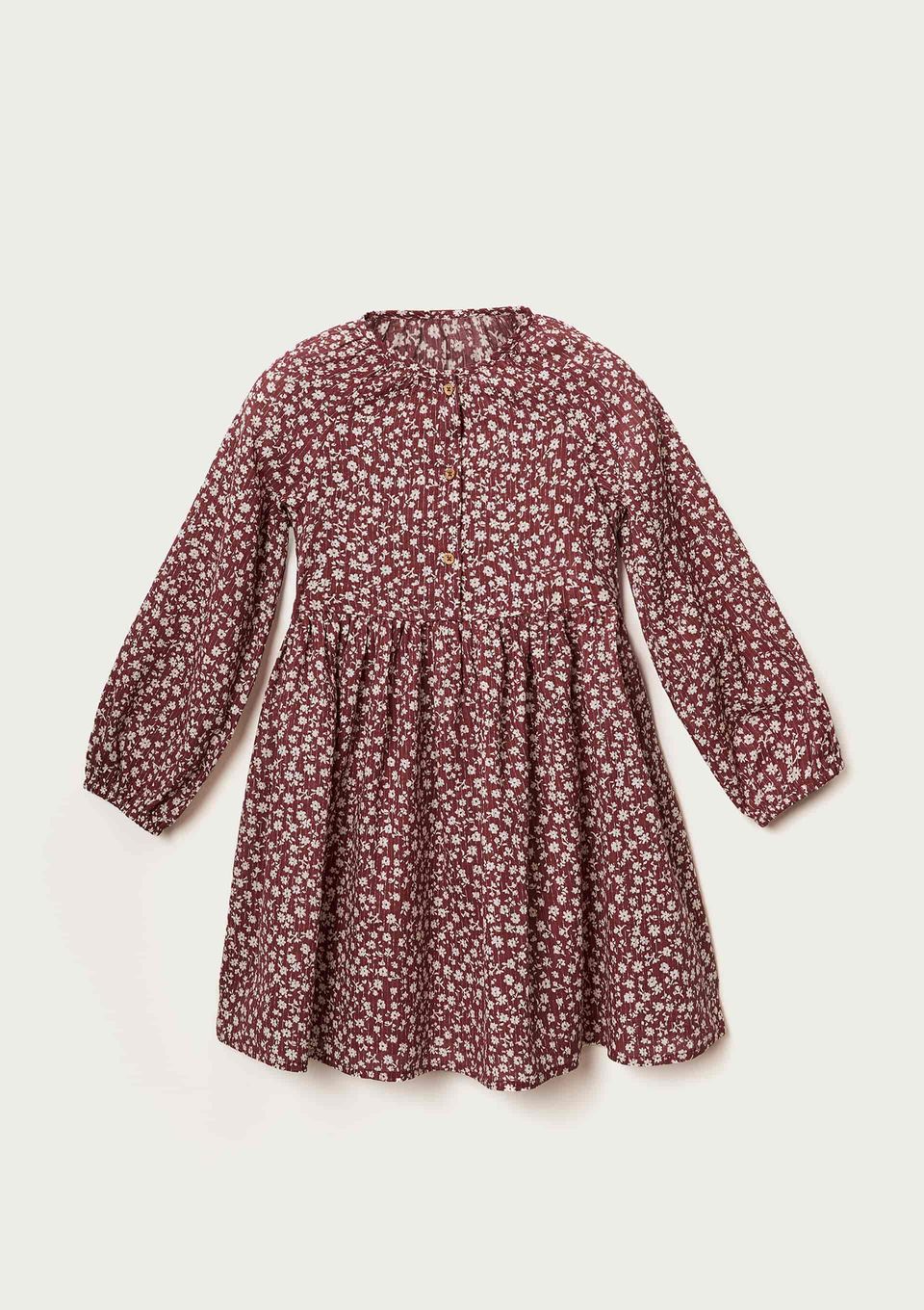 Vestido Infantil Manga Longa Estampado - Vermelho