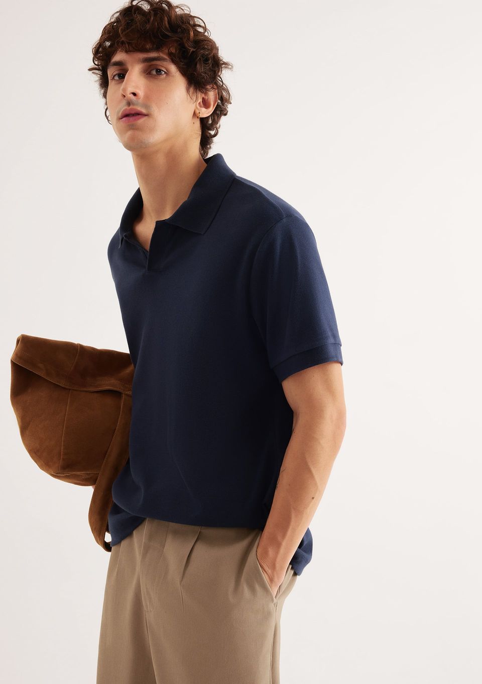 Camisa Polo Masculina em Malha Premium - Azul