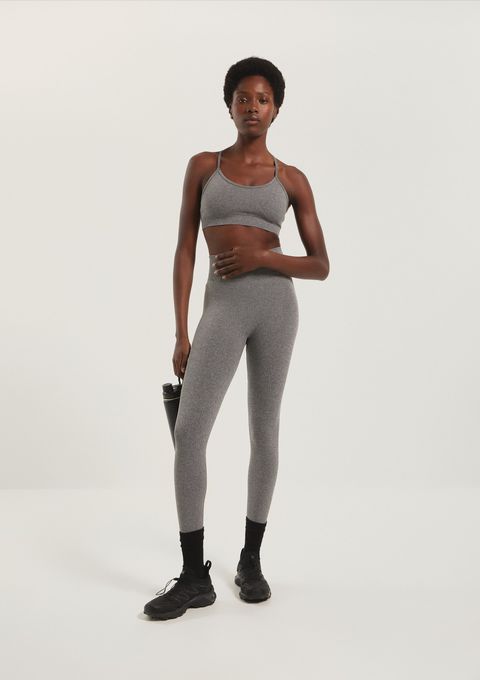 Calça Legging Feminina Rajada Sem Costura - Cinza — Hering