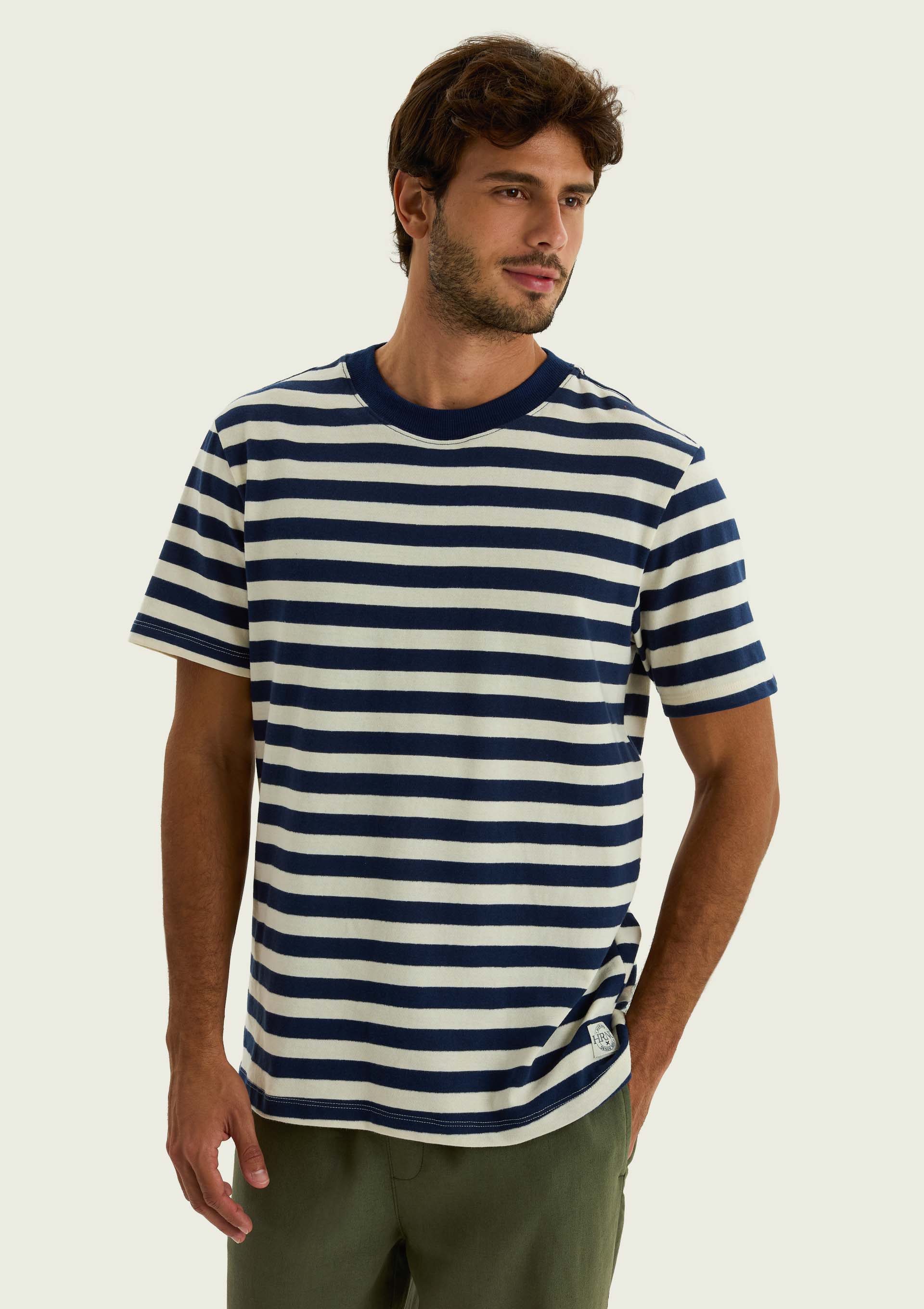Camiseta Masculina Fio Tinto Listrada - Azul — Hering