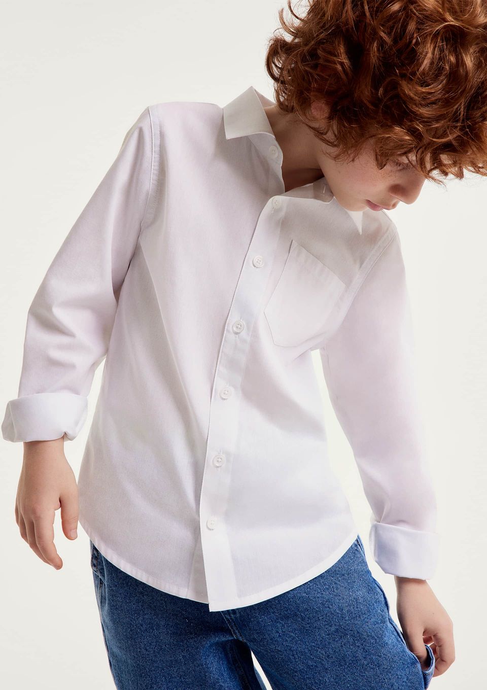 Camisa Infantil Menino Manga Longa com Bolso - Branco