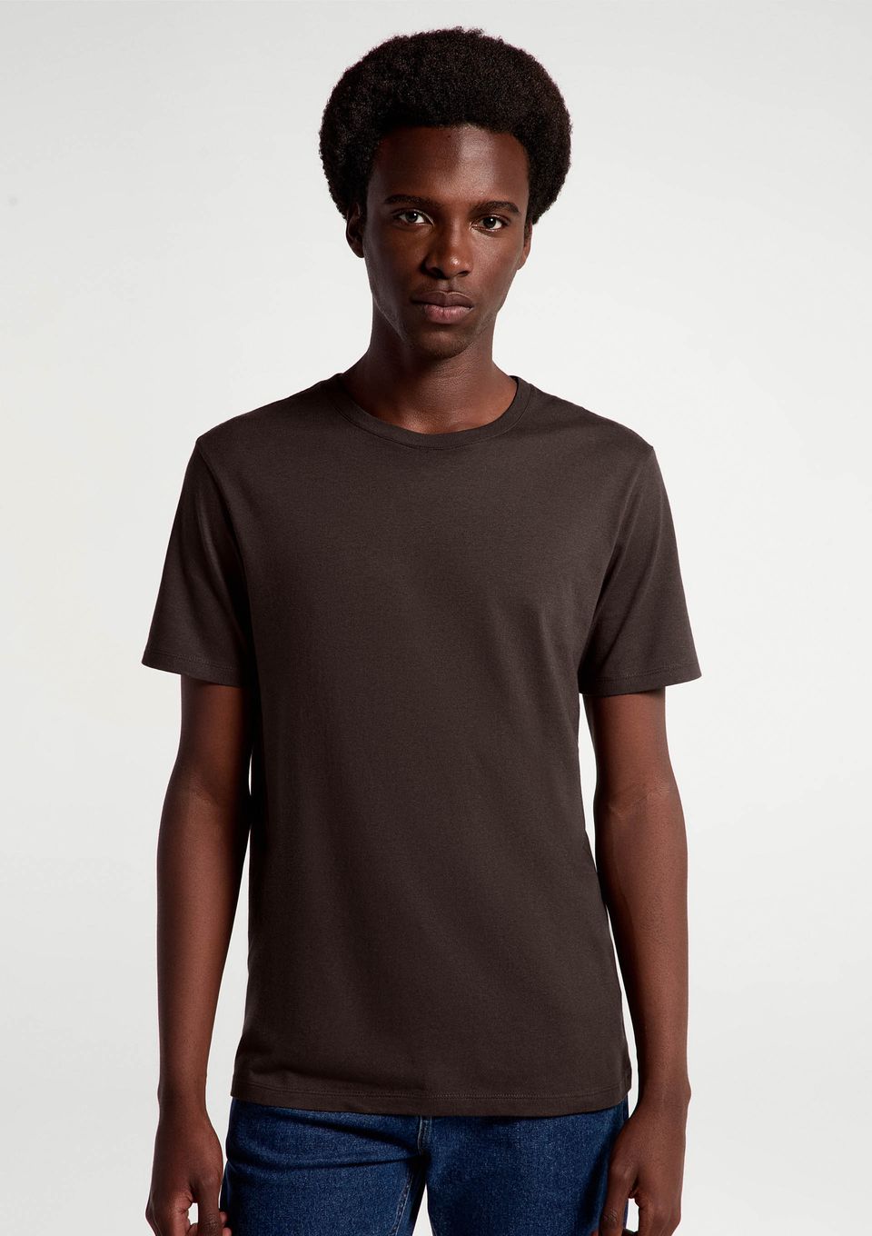 Camiseta Básica Masculina Manga Curta em Malha H+ - Marrom
