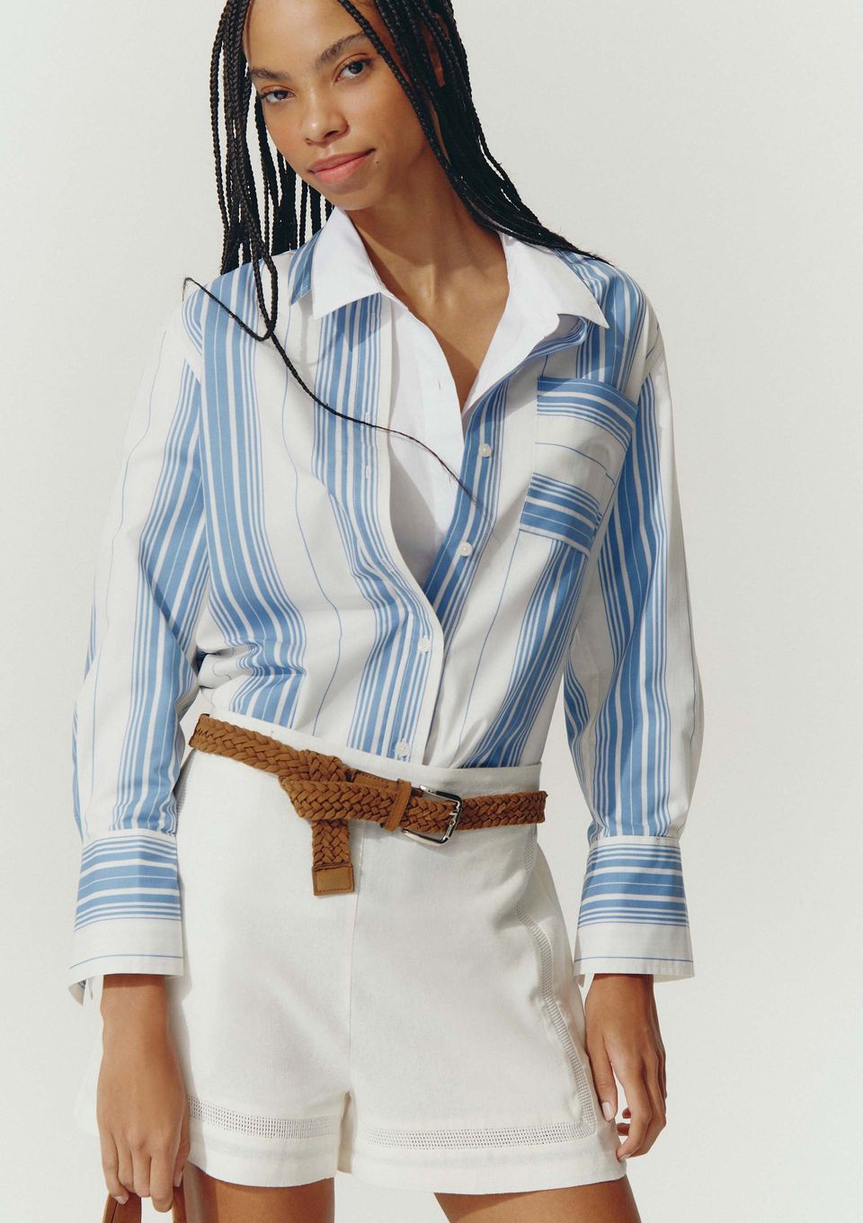 Shorts Feminino Evasê em Algodão - Off White