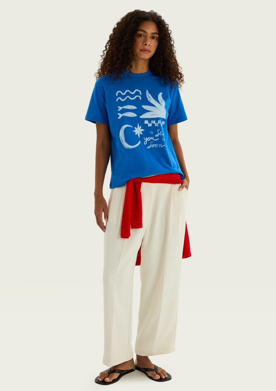 Calça Feminina Reta em Alfaiataria - Off White