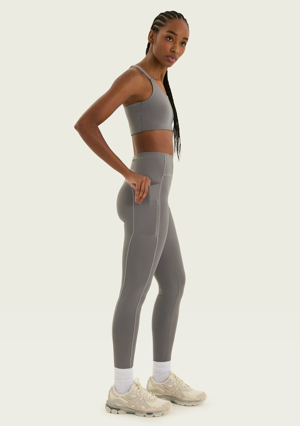 Calca Legging Esportiva com Refletivo - Cinza