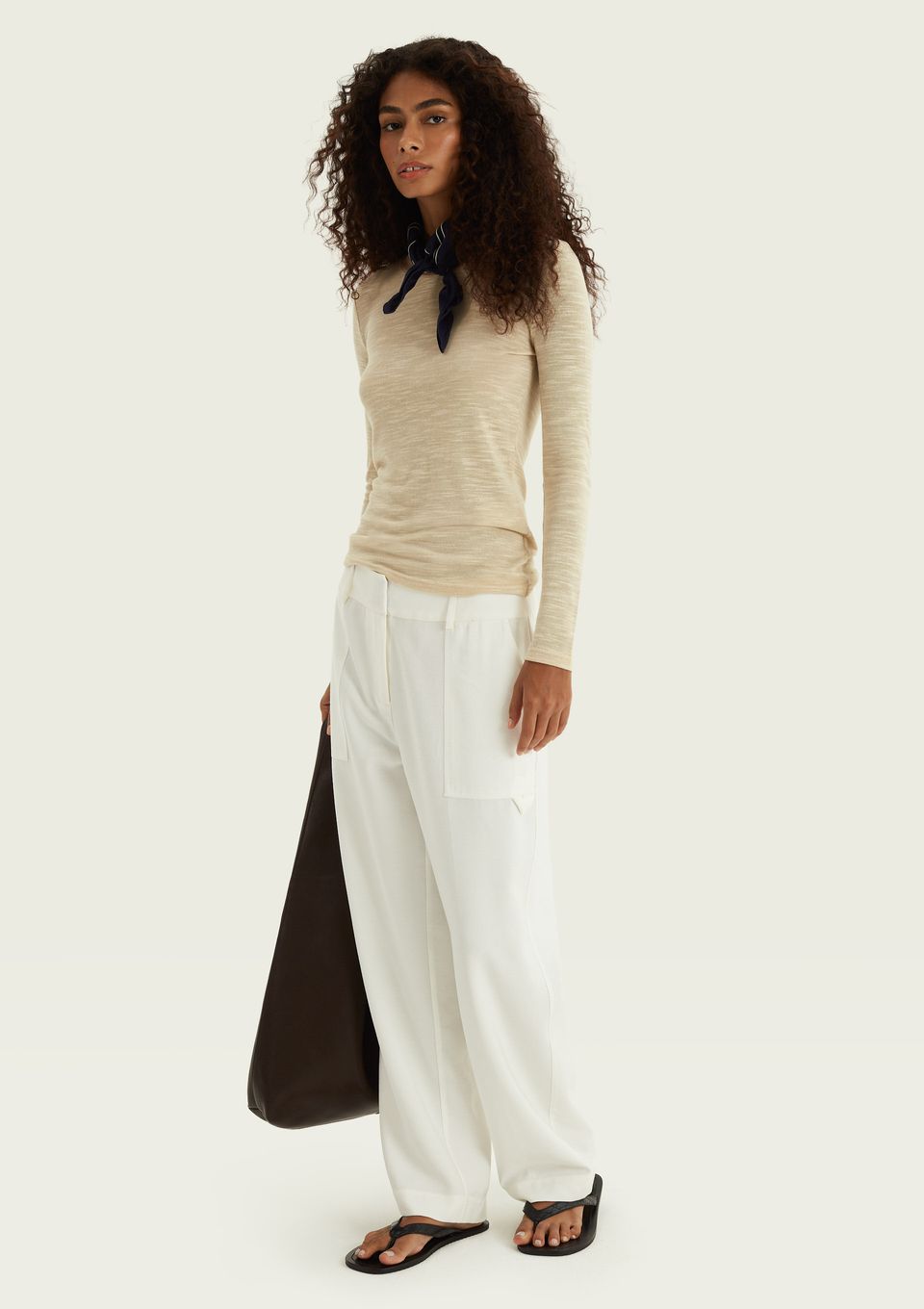 Calça Feminina Reta em Peach Touch - Off White