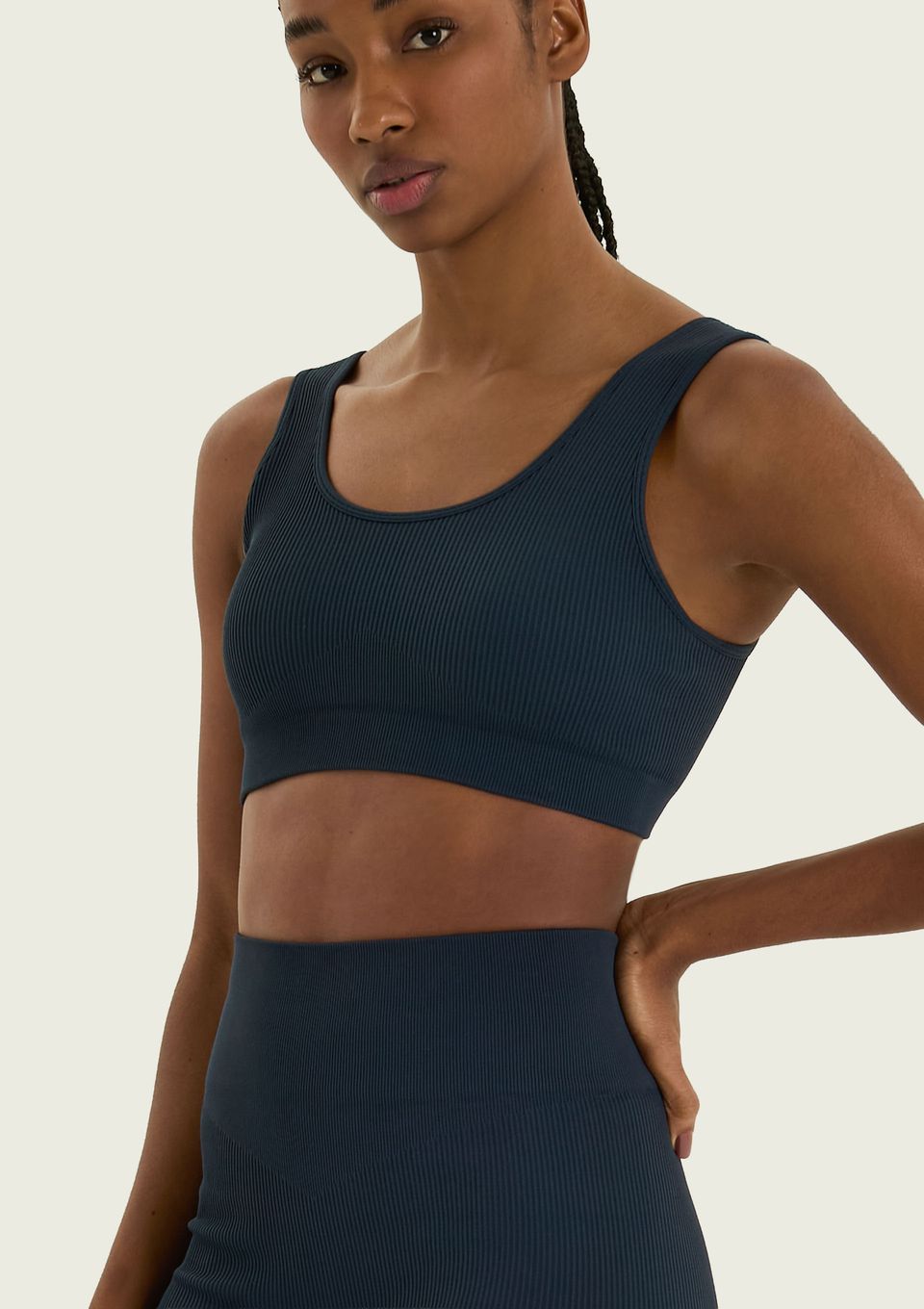 Top Esportivo Canelado Sem Costura - Azul