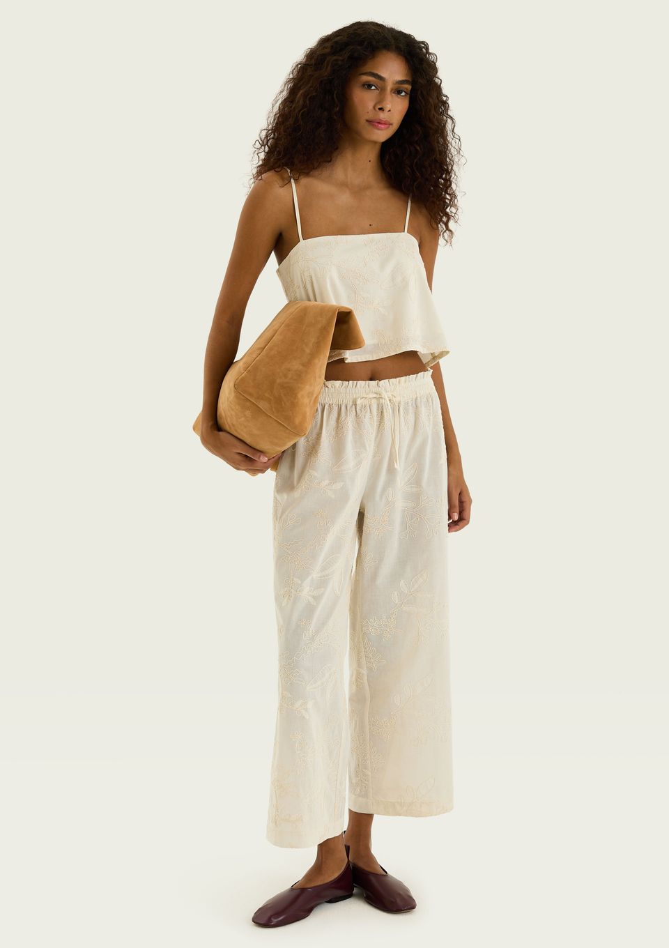 Top Alças Finas Estampado - Off White