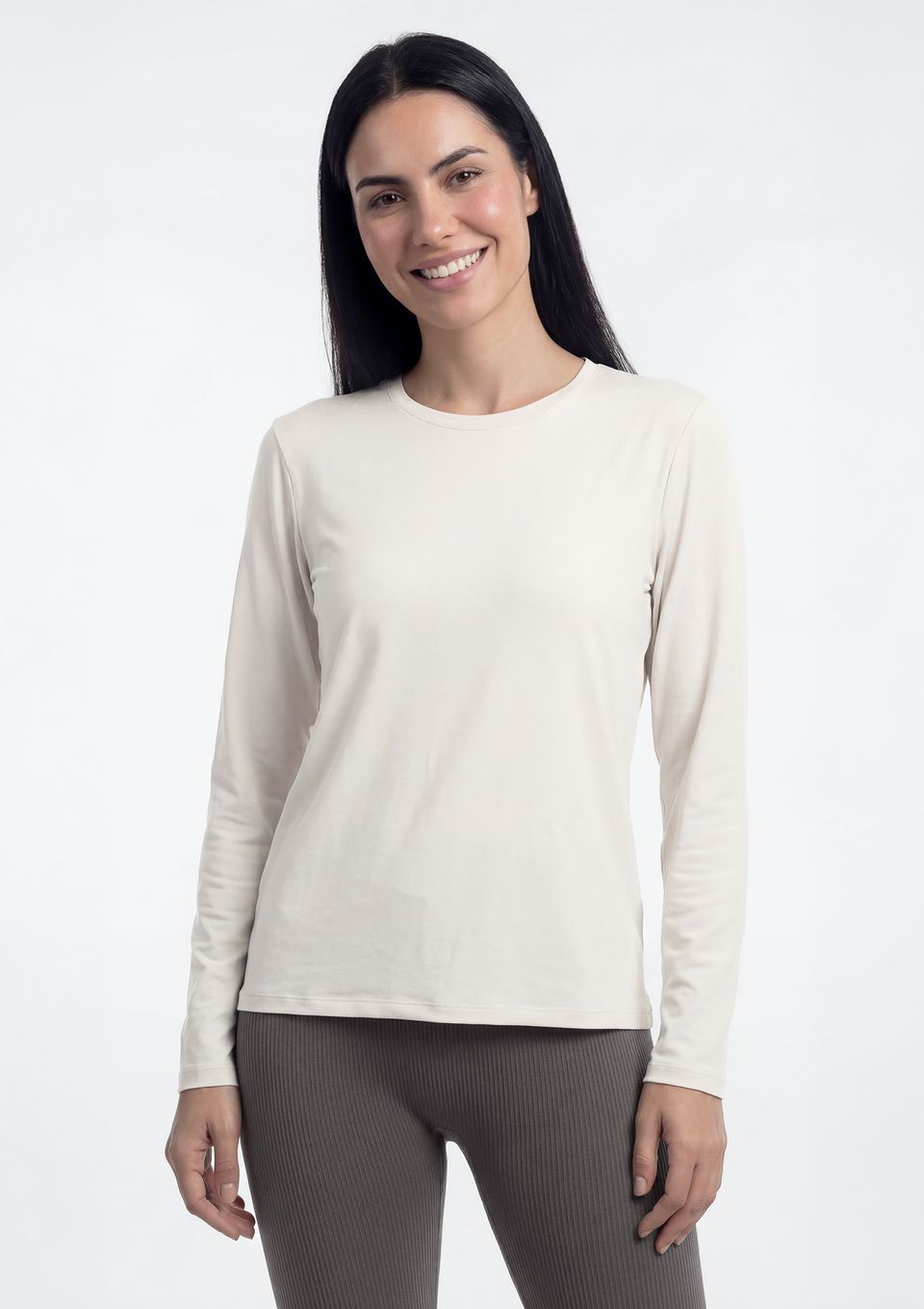 Camiseta Esportiva Feminina Manga Longa Proteção Uv - Off White