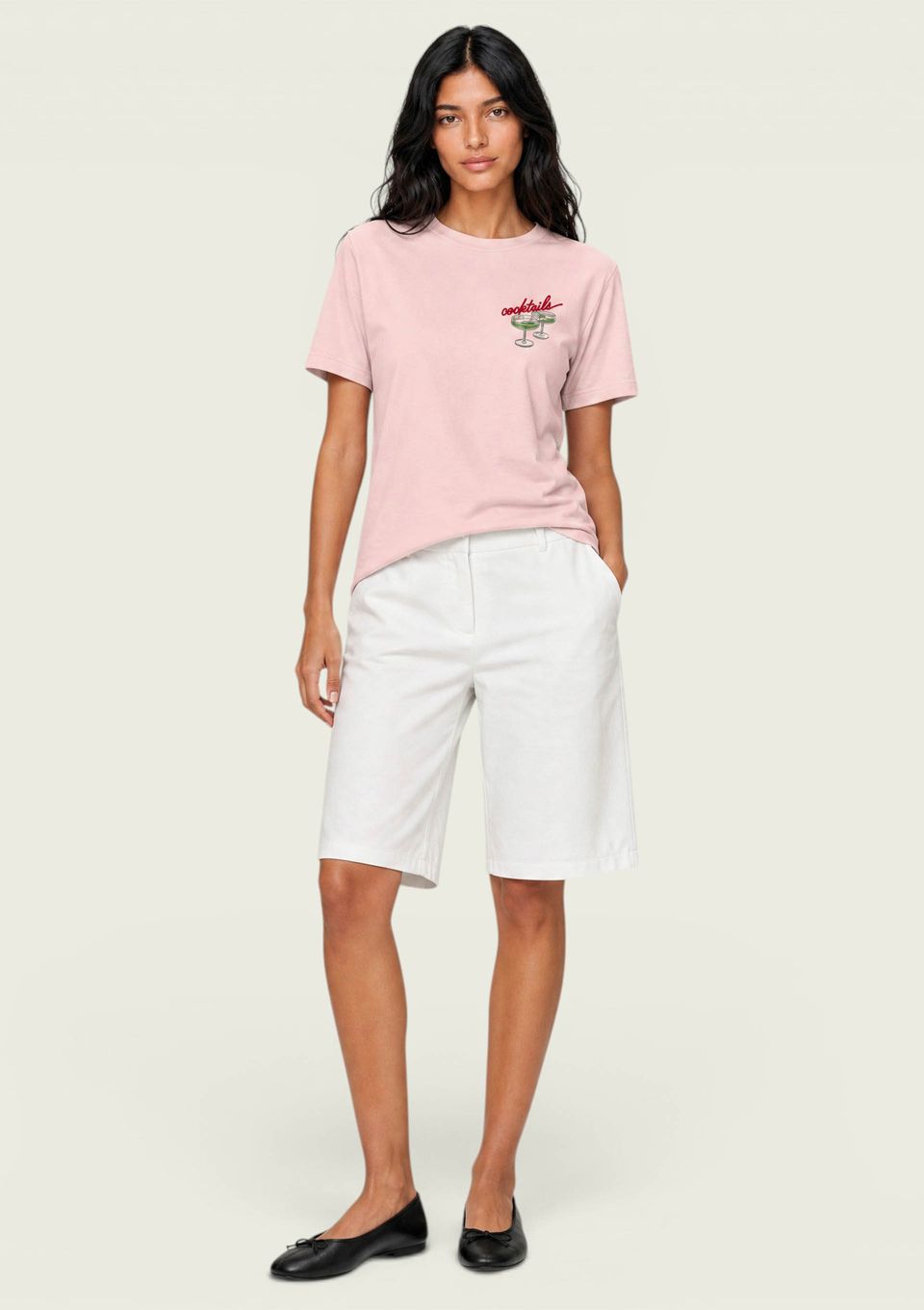 Bermuda Feminina Alongada em Algodão - Off White