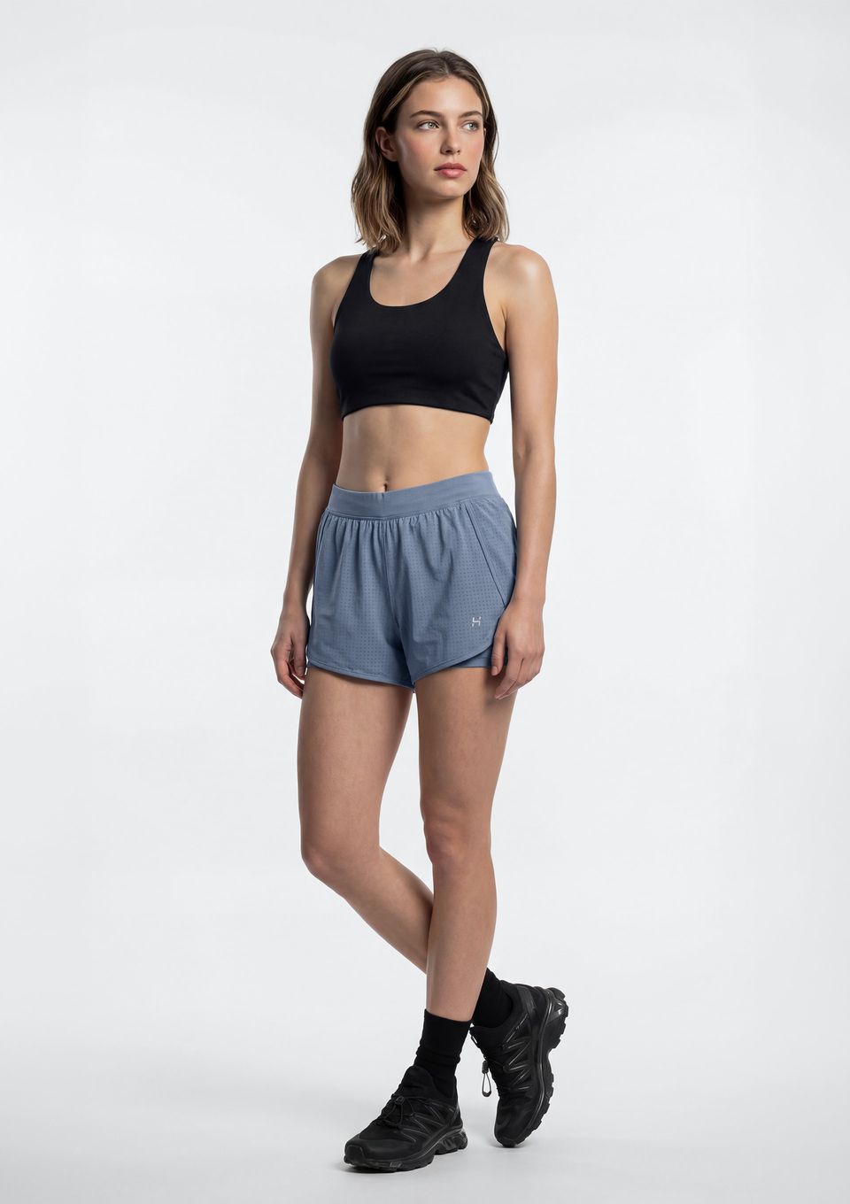 Shorts Esportivo Feminino Runner Texturizado - Azul