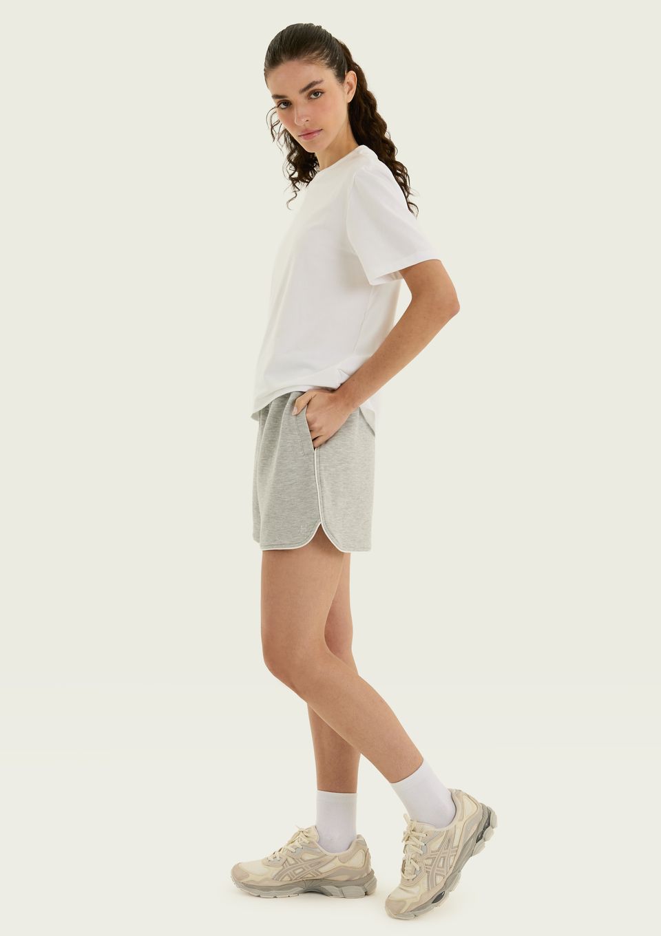 Shorts Esportivo Curto Cós Elástico - Cinza
