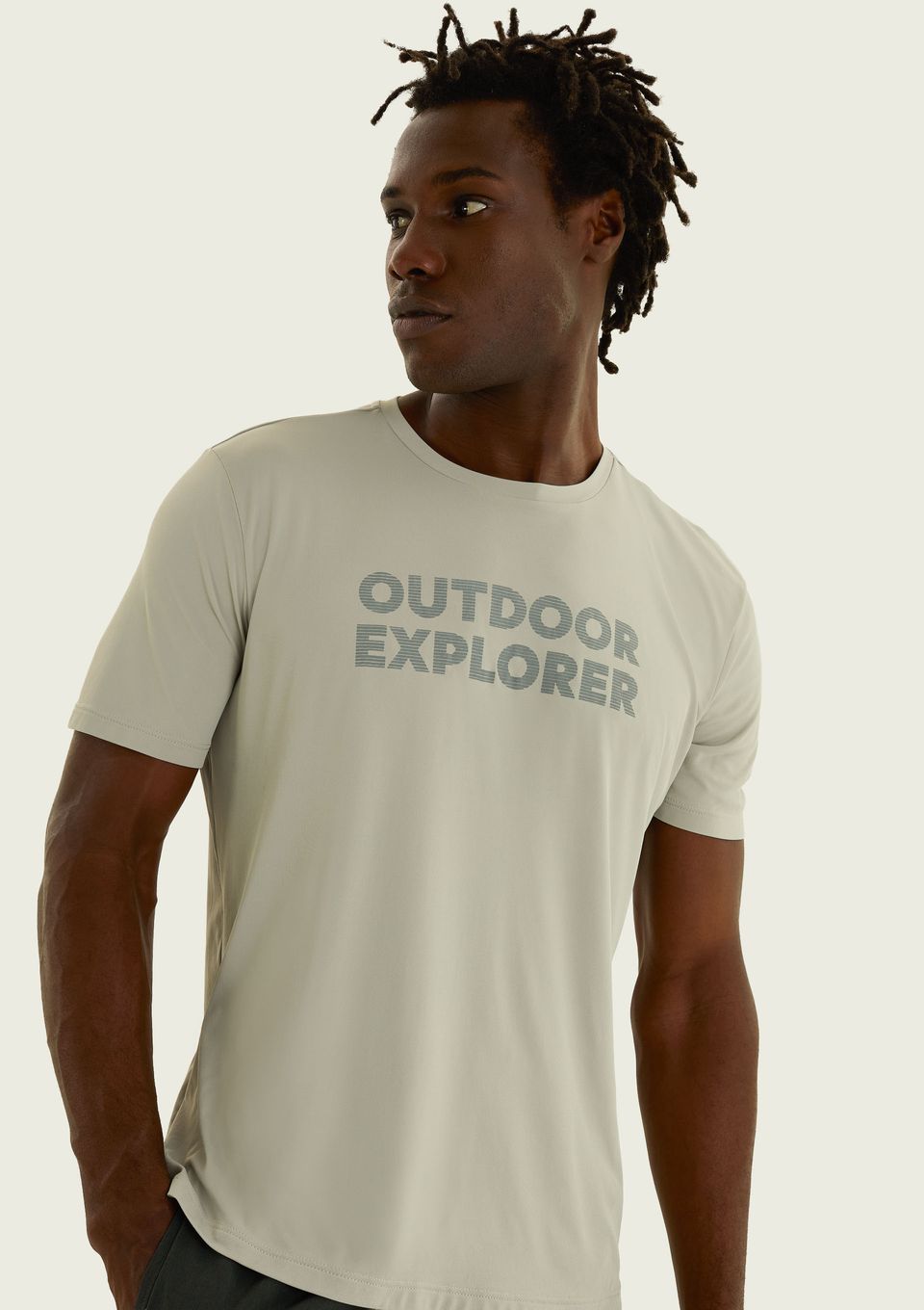 Camiseta Esportiva Masculina com Estampa - Cinza