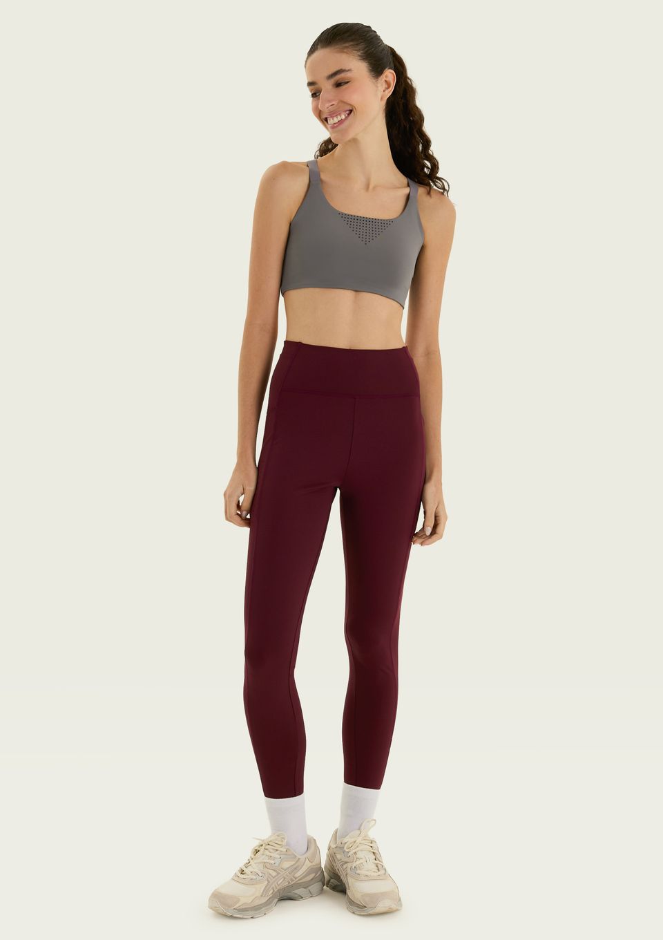 Calca Legging Esportiva com Refletivo - Vinho