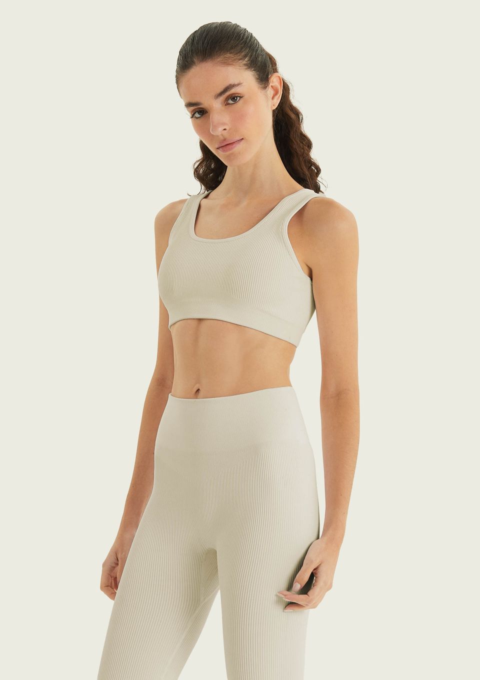 Top Esportivo Canelado Sem Costura - Off White