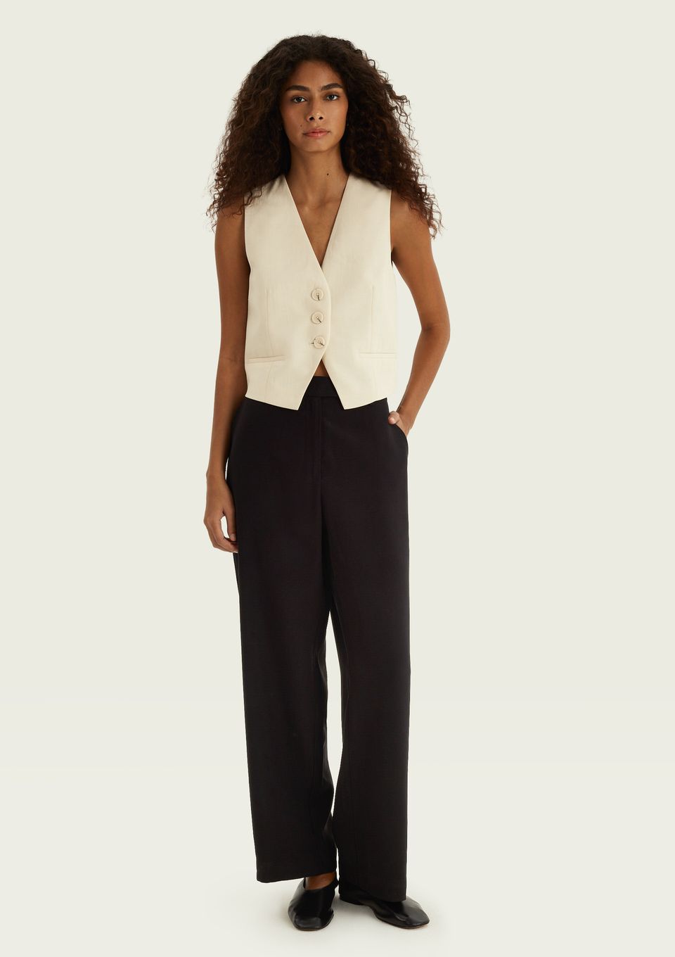 Calça Feminina Alfaiataria em Peach Touch - Preto