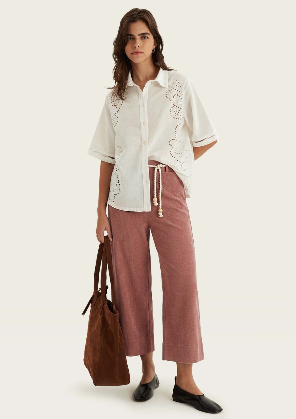 Calça Feminina Pantacourt em Ribana Canelada - Rosa