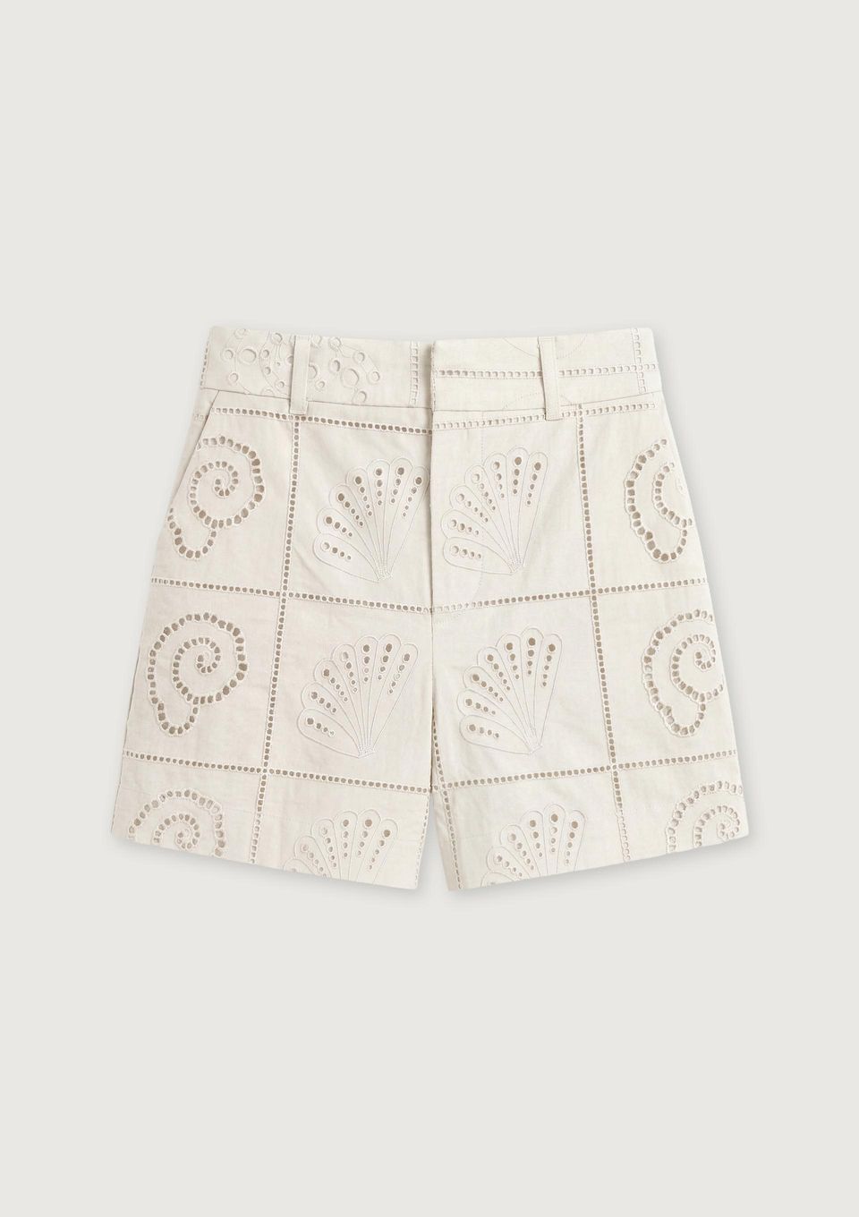 Shorts Feminino em Laise com Conchas - Off White