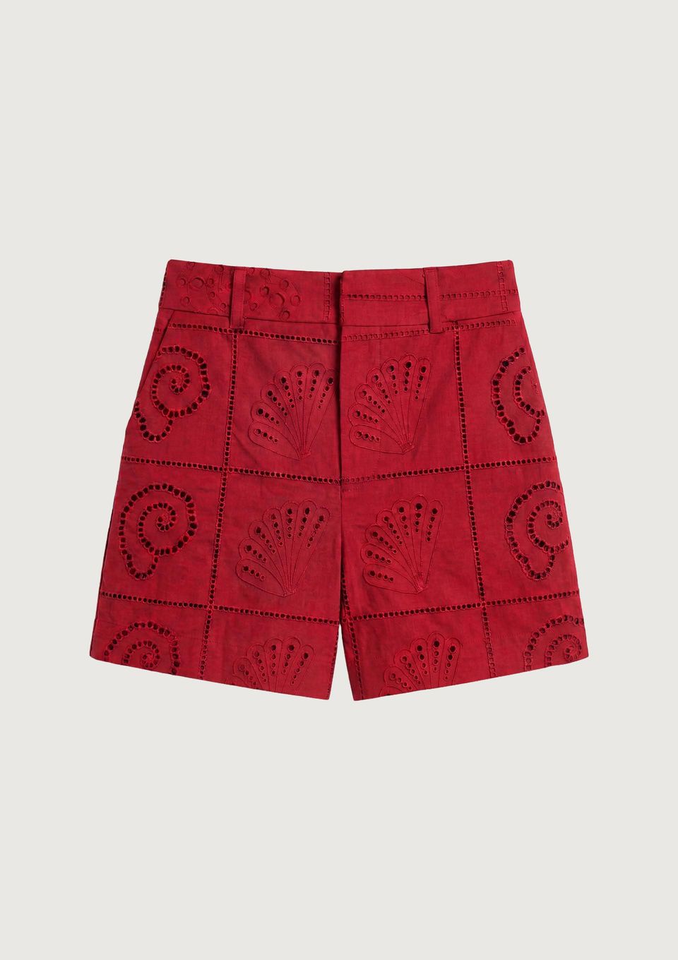 Shorts Feminino em Laise com Conchas - Vermelho