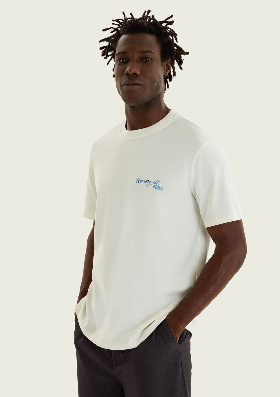 Camiseta Masculina Super Cotton Estampada - Off White